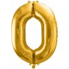 PartyDeco Fóliový balón narodeninové číslo 0 zlatý 86cm