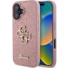 Guess PU Fixed Glitter 4G Metal Logo Zadní Kryt pro iPhone 16 Pink