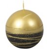 Vianočná sviečka Lumina Gold guľa Ø8 cm čierno-zlatá