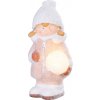 2 ks Postavička MagicHome Vianoce, Dievčatko so snehovou guľou, 1 LED, keramika, 14x13x25 cm