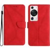 Peňaženkové kožené puzdro Stitching na Huawei P60 Pro – Červená