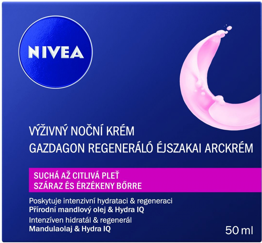 Nivea Visage Aqua Effect výživný regeneračný nočný krém pre suchú až citlivú pleť pre dokonalú výživnú starostlivosť 50 ml