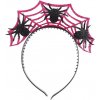 Halloween čelenka fialová s pavúkmi