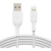 BELKIN kabel oplétaný USB-A - Lightning, 1m, bílý CAA002bt1MWH