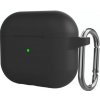 AppleKing silikónový ochranný obal s karabínou pre AirPods 3 - čierny - možnosť vrátiť tovar ZADARMO do 30tich dní