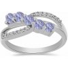 Nefertitis Prsteň strieborný s brúseným tanzanitom a zirkónmi Ag 925 026296 TZ - 57 mm (US 8), 2,6 g