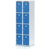 Alfa 3 Šatníková skrinka s úložnými boxami, 8 boxov, 1800 x 600 x 500 mm, cylindrický zámok, modré dvere
