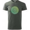 Mandala zelenožlutá - Klasické pánske tričko vyššej gramáže - S ( Tm. bridlica (šedozelená) )