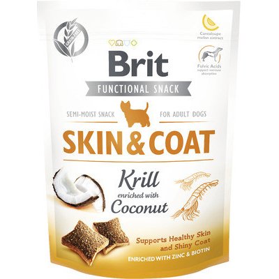 Maškrta pre psov Brit Care Dog Functional Snack Skin & Coat Krill 150 g