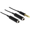 Delock 65575 jack audio Y kábel [1x jack zástrčka 3,5 mm - 2x jack zásuvka 3,5 mm] 25.00 cm čierna; 65575