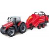 Bburago Farm Traktor Massey Ferguson 8740S + Baler Lifter Rood 1:50
