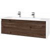Dreja Umývadlová skrinka BONO SZZ 120 (umývadlo Pura) - N01 Biela lesk / Úchytka T33 / D25 Teak