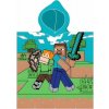 Carbotex Detské plážové pončo osuška s kapucňou Minecraft motiv Alex a Steve 50 x 115 cm
