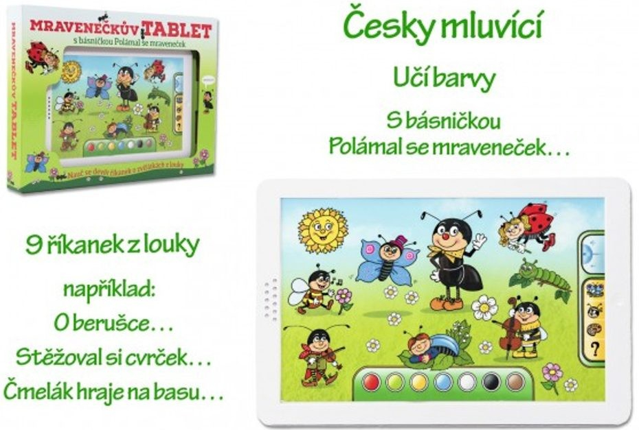 Teddies Mravenčekov tablet plast 30x20x2cm na batérie so zvukom v krabici 38x28x45cm