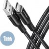 AXAGON BUCM-AM10AB, HQ kabel USB-C USB-A, 1m, USB 2.0, 3A, ALU, oplet, černý