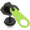 Šperky eshop - Čierny fake plug do ucha z ocele, zips, neónovožltý jazýček, PVD S58.28