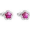 Evolution Group strieborné náušnice perlička s krištálmi Swarovski ružová kytička 31255.3 fuchsia