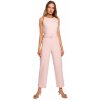M679 Overal bez rukávov s opaskom a sponou - cukrovo ružový EU S
