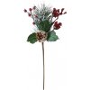 Vetvička MagicHome Vianoce, so šípkami, červená, 38 cm