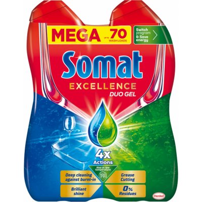 Somat Excellence Duo gél do umývačky riadu 70 dávok 2 × 630 ml