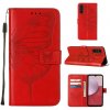 Peňaženkové kožené puzdro Butterfly na Samsung Galaxy A24/A25 5G - Červená