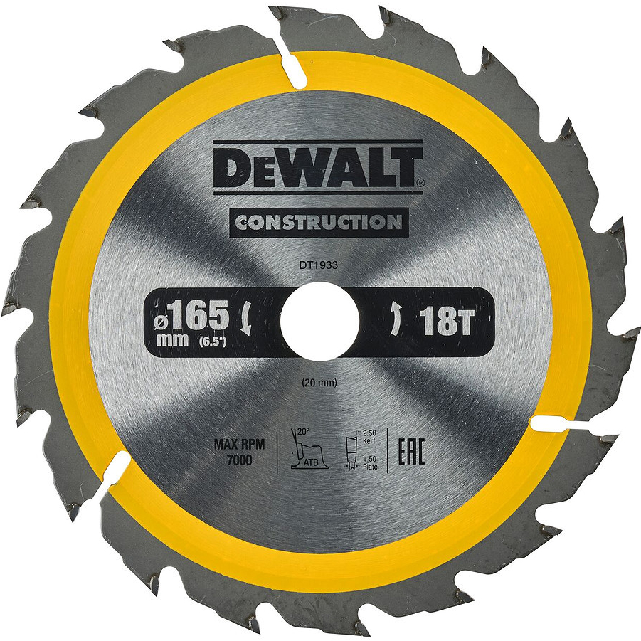 DeWalt DT1933 Pilový kotouč 165x20 mm (18 zubů)