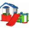 JOKO Veľký Detský Záhradný plastový domček so šmýkačkou 3v1, modrá strecha
