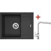 Granitový drez s batériou LINEA 600 480 x 600 mm granit čierny G1830 + batéria Elka