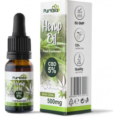 PuriBio 5% CBD Konopný olej Full Spectrum 10 ml