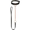 Obojok s vodítkom Rosy Gold Collar with Leash čierny