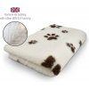 DRYBED Premium Vet Bed krémový + hnedé labky 150 x 100 cm