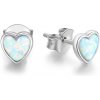 Beneto Strieborné náušnice so syntetickým opál Srdiečka AGUP1185