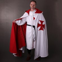 Lord of Battles Templársky plášť s kapucňou z ťažkej bavlny