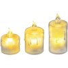 Sviečka MagicHome Vianoce, sada 3 ks, LED teplá biela, jednoduché svietenie, 3,7x5/6,5/8 cm