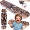SKATEBOARD DREVENÝ PRE DETI ABEC-5 KOLESÁ 50MM OBOJSTRANNÝ MORO VZOR DĹŽKA 77CM