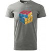 Rubikova kocka kreslená - Klasické pánske tričko vyššej gramáže - L ( Tmavosivý melír )