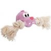 Psí hlava MINI s bavlněnou činkou, se zvukem, 5x18 cm, růžová/přírodní, HipHop 1 ks