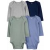 CARTER'S Body dlhý rukáv Blue/Green/Gray chlapec 4ks NB/ veľ. 56