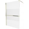 MEXEN/S - KIOTO Sprchová zástena WALK-IN s poličkou a držiakom uterákov 90 x 200, transparent 8 mm, zlatá 800-090-121-50-35