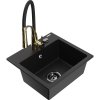 Mexen Milo, 1-komorový granitový drez 435x410x171 mm a drezová batéria Aster, čierna, 6505-77-73450-57-B