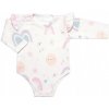 Body dl. rukáv s volánikom bavlna zapínanie pri krku Mrofi Rainbow biele