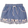 Minoti Kraťasy dievčenské bavlnené vyšívané Picnic modrá