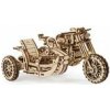Ugears 3D drevené mechanické puzzle UGR-10 Motorka (scrambler) s vozíkom