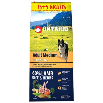 Ontario Adult Medium Lamb & Rice 20 kg