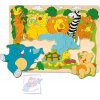 Woody Puzzle na desce Veselá africká zvířátka