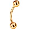 Šperky eshop - Piercing zo žltého 9K zlata - dve lesklé hladké guľôčky, zahnutá činka, 12 mm S2GG183.03