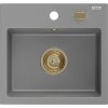 MEXEN/S MEXEN/S - Milo granitový drez 1 435 x 410 mm, sivá, + zlatý sifón 6505441000-71-G