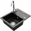 Granitový drez MEXEN ENZO s kuchynskou batériou II čierna/chróm