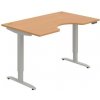 Pracovný stôl Motion Ergo, PO, 2S, 140x70,5-120,5x90 cm, buk/sivá