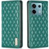 Peňaženkové kožené puzdro Diamond Lattice na Xiaomi Redmi Note 13 Pro 4G - Zelená